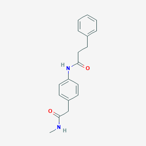 molecular formula C18H20N2O2 B240429 N-{4-[2-(methylamino)-2-oxoethyl]phenyl}-3-phenylpropanamide 
