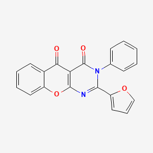 molecular formula C21H12N2O4 B2404302 2-(furan-2-yl)-3-phenyl-3H-chromeno[2,3-d]pyrimidine-4,5-dione CAS No. 883954-03-8