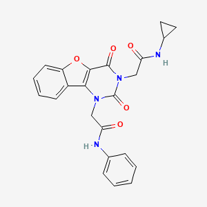 molecular formula C23H20N4O5 B2404313 N-cyclopropyl-2-(2,4-dioxo-1-(2-oxo-2-(phenylamino)ethyl)-1,2-dihydrobenzofuro[3,2-d]pyrimidin-3(4H)-yl)acetamide CAS No. 1251675-89-4
