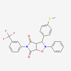 molecular formula C25H19F3N2O3S B2404314 3-(4-(methylthio)phenyl)-2-phenyl-5-(3-(trifluoromethyl)phenyl)dihydro-2H-pyrrolo[3,4-d]isoxazole-4,6(5H,6aH)-dione CAS No. 1005261-03-9