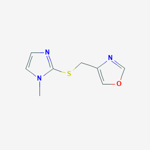 molecular formula C8H9N3OS B2404346 4-(((1-methyl-1H-imidazol-2-yl)thio)methyl)oxazole CAS No. 2309214-29-5