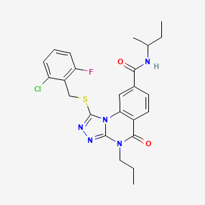 molecular formula C24H25ClFN5O2S B2404351 N-(sec-butyl)-1-((2-chloro-6-fluorobenzyl)thio)-5-oxo-4-propyl-4,5-dihydro-[1,2,4]triazolo[4,3-a]quinazoline-8-carboxamide CAS No. 1114652-14-0