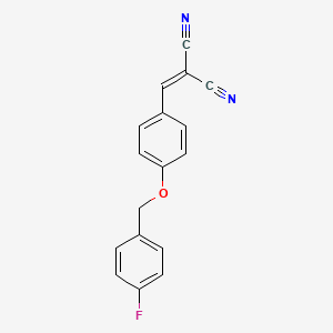 molecular formula C17H11FN2O B2404353 2-({4-[(4-Fluorobenzyl)oxy]phenyl}methylene)malononitrile CAS No. 301194-73-0