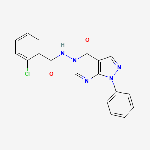 molecular formula C18H12ClN5O2 B2404362 2-chloro-N-(4-oxo-1-phenyl-1H-pyrazolo[3,4-d]pyrimidin-5(4H)-yl)benzamide CAS No. 899946-04-4