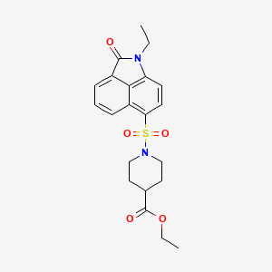 molecular formula C21H24N2O5S B2404369 Ethyl 1-((1-ethyl-2-oxo-1,2-dihydrobenzo[cd]indol-6-yl)sulfonyl)piperidine-4-carboxylate CAS No. 438489-15-7