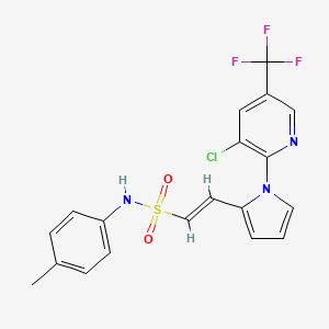 molecular formula C19H15ClF3N3O2S B2404374 (E)-2-[1-[3-氯-5-(三氟甲基)吡啶-2-基]吡咯-2-基]-N-(4-甲基苯基)乙烯磺酰胺 CAS No. 478080-66-9