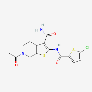 molecular formula C15H14ClN3O3S2 B2404380 6-乙酰基-2-(5-氯噻吩-2-甲酰胺)-4,5,6,7-四氢噻吩并[2,3-c]吡啶-3-甲酰胺 CAS No. 864857-80-7