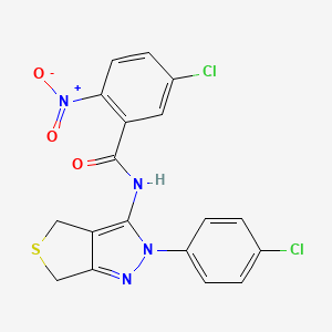 molecular formula C18H12Cl2N4O3S B2404383 5-氯-N-(2-(4-氯苯基)-4,6-二氢-2H-噻吩并[3,4-c]吡唑-3-基)-2-硝基苯甲酰胺 CAS No. 450341-26-1