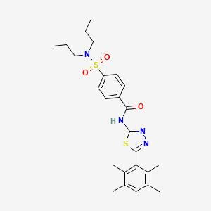 molecular formula C25H32N4O3S2 B2404391 4-(二丙基氨基磺酰基)-N-[5-(2,3,5,6-四甲基苯基)-1,3,4-噻二唑-2-基]苯甲酰胺 CAS No. 391227-75-1