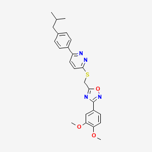 molecular formula C25H26N4O3S B2404396 3-(3,4-二甲氧基苯基)-5-(((6-(4-异丁基苯基)吡哒嗪-3-基)硫代)甲基)-1,2,4-恶二唑 CAS No. 1114915-69-3
