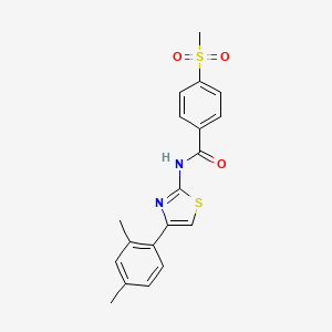 molecular formula C19H18N2O3S2 B2404403 N-(4-(2,4-二甲基苯基)噻唑-2-基)-4-(甲磺基)苯甲酰胺 CAS No. 896338-80-0
