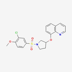 molecular formula C20H19ClN2O4S B2404415 8-((1-((3-Chloro-4-methoxyphenyl)sulfonyl)pyrrolidin-3-yl)oxy)quinoline CAS No. 1904210-25-8