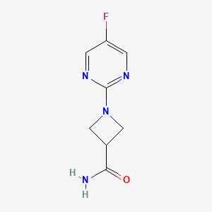 molecular formula C8H9FN4O B2404416 1-(5-氟嘧啶-2-基)氮杂环丁-3-甲酰胺 CAS No. 2167530-43-8