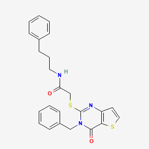 molecular formula C24H23N3O2S2 B2404427 2-({3-benzyl-4-oxo-3H,4H-thieno[3,2-d]pyrimidin-2-yl}sulfanyl)-N-(3-phenylpropyl)acetamide CAS No. 1252817-12-1
