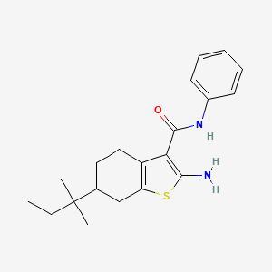 molecular formula C20H26N2OS B2404430 2-amino-6-(1,1-dimethylpropyl)-N-phenyl-4,5,6,7-tetrahydro-1-benzothiophene-3-carboxamide CAS No. 667437-82-3