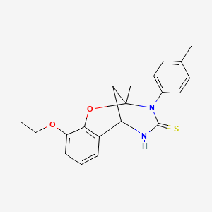 molecular formula C20H22N2O2S B2404434 10-ethoxy-2-methyl-3-(4-methylphenyl)-2,3,5,6-tetrahydro-4H-2,6-methano-1,3,5-benzoxadiazocine-4-thione CAS No. 702655-90-1