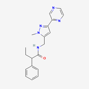 molecular formula C19H21N5O B2404439 N-((1-甲基-3-(吡嗪-2-基)-1H-吡唑-5-基)甲基)-2-苯基丁酰胺 CAS No. 2034508-58-0