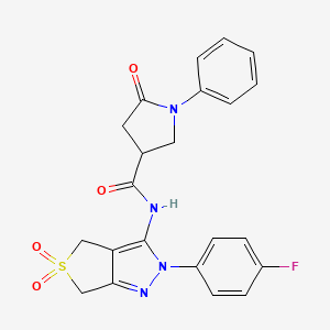 N-(2-(4-fluorophenyl)-5,5-dioxido-4,6-dihydro-2H-thieno[3,4-c]pyrazol-3-yl)-5-oxo-1-phenylpyrrolidine-3-carboxamide