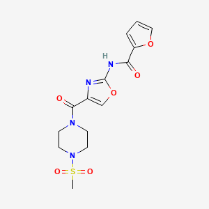 molecular formula C14H16N4O6S B2404441 N-(4-(4-(甲基磺酰基)哌嗪-1-羰基)恶唑-2-基)呋喃-2-甲酰胺 CAS No. 1286705-64-3