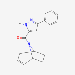 molecular formula C18H19N3O B2404453 (1R,5S)-8-氮杂双环[3.2.1]辛-2-烯-8-基(1-甲基-3-苯基-1H-吡唑-5-基)甲酮 CAS No. 1798046-88-4