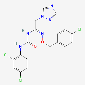 molecular formula C18H15Cl3N6O2 B2404454 1-[(Z)-N-[(4-氯苯)甲氧基]-C-(1,2,4-三唑-1-基甲基)碳酰亚胺基]-3-(2,4-二氯苯)脲 CAS No. 306976-67-0