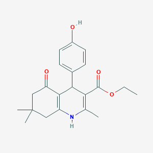 B2404460 Ethyl 4-(4-hydroxyphenyl)-2,7,7-trimethyl-5-oxo-1,4,5,6,7,8-hexahydroquinoline-3-carboxylate CAS No. 292852-47-2