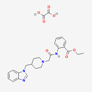 molecular formula C26H30N4O7 B2404484 2-(2-(4-((1H-苯并[d]咪唑-1-基)甲基)哌啶-1-基)乙酰氨基)苯甲酸草酸酯 CAS No. 1351632-88-6
