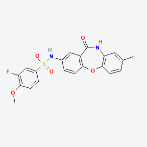 molecular formula C21H17FN2O5S B2404488 3-氟-4-甲氧基-N-(8-甲基-11-氧代-10,11-二氢二苯并[b,f][1,4]恶二杂环庚-2-基)苯磺酰胺 CAS No. 921897-87-2