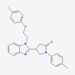 molecular formula C27H27N3O2 B2404495 1-(p-tolyl)-4-(1-(2-(p-tolyloxy)ethyl)-1H-benzo[d]imidazol-2-yl)pyrrolidin-2-one CAS No. 845803-27-2