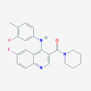 (6-Fluoro-4-((3-fluoro-4-methylphenyl)amino)quinolin-3-yl)(piperidin-1-yl)methanone