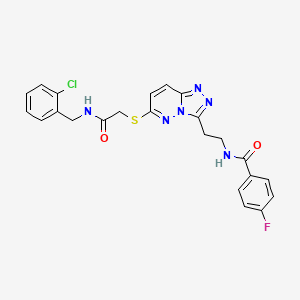 molecular formula C23H20ClFN6O2S B2404520 N-(2-(6-((2-((2-chlorobenzyl)amino)-2-oxoethyl)thio)-[1,2,4]triazolo[4,3-b]pyridazin-3-yl)ethyl)-4-fluorobenzamide CAS No. 897612-96-3
