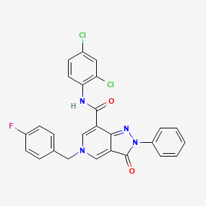 molecular formula C26H17Cl2FN4O2 B2404529 N-(2,4-dichlorophenyl)-5-(4-fluorobenzyl)-3-oxo-2-phenyl-3,5-dihydro-2H-pyrazolo[4,3-c]pyridine-7-carboxamide CAS No. 921877-31-8