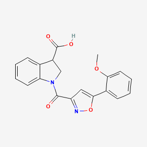 1-[5-(2-Methoxyphenyl)-1,2-oxazole-3-carbonyl]-2,3-dihydroindole-3-carboxylic acid