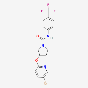 molecular formula C17H15BrF3N3O2 B2404551 3-((5-溴吡啶-2-基)氧基)-N-(4-(三氟甲基)苯基)吡咯烷-1-甲酰胺 CAS No. 1903282-64-3