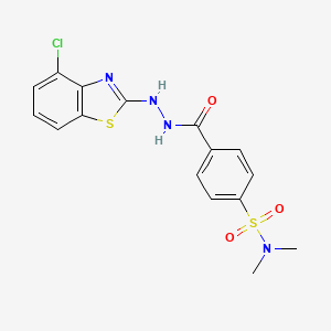 molecular formula C16H15ClN4O3S2 B2404559 4-(2-(4-chlorobenzo[d]thiazol-2-yl)hydrazinecarbonyl)-N,N-dimethylbenzenesulfonamide CAS No. 851979-16-3