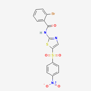 molecular formula C16H10BrN3O5S2 B2404572 2-bromo-N-(5-((4-nitrophenyl)sulfonyl)thiazol-2-yl)benzamide CAS No. 302548-44-3