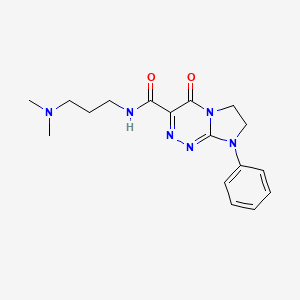 molecular formula C17H22N6O2 B2404586 N-(3-(ジメチルアミノ)プロピル)-4-オキソ-8-フェニル-4,6,7,8-テトラヒドロイミダゾ[2,1-c][1,2,4]トリアジン-3-カルボキサミド CAS No. 946381-91-5