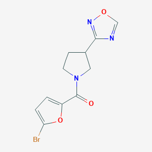 molecular formula C11H10BrN3O3 B2404590 (3-(1,2,4-恶二唑-3-基)吡咯烷-1-基)(5-溴呋喃-2-基)甲苯酮 CAS No. 2034551-41-0