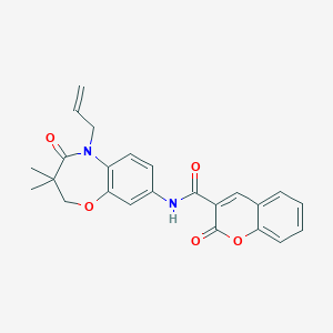 molecular formula C24H22N2O5 B2404591 N-(5-allyl-3,3-dimethyl-4-oxo-2,3,4,5-tetrahydrobenzo[b][1,4]oxazepin-8-yl)-2-oxo-2H-chromene-3-carboxamide CAS No. 921869-39-8