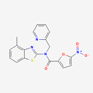 molecular formula C19H14N4O4S B2404598 N-(4-メチルベンゾ[d]チアゾール-2-イル)-5-ニトロ-N-(ピリジン-2-イルメチル)フラン-2-カルボキサミド CAS No. 941967-55-1