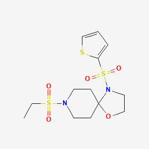 molecular formula C13H20N2O5S3 B2404599 8-(乙磺酰基)-4-(噻吩-2-基磺酰基)-1-氧杂-4,8-二氮杂螺[4.5]癸烷 CAS No. 898408-47-4