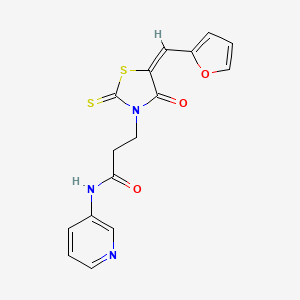 (E)-3-(5-(furan-2-ylmethylene)-4-oxo-2-thioxothiazolidin-3-yl)-N-(pyridin-3-yl)propanamide
