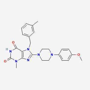 molecular formula C25H28N6O3 B2404616 8-(4-(4-methoxyphenyl)piperazin-1-yl)-3-methyl-7-(3-methylbenzyl)-1H-purine-2,6(3H,7H)-dione CAS No. 442864-46-2