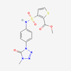 molecular formula C14H13N5O5S2 B2404619 methyl 3-(N-(4-(4-methyl-5-oxo-4,5-dihydro-1H-tetrazol-1-yl)phenyl)sulfamoyl)thiophene-2-carboxylate CAS No. 1396711-08-2