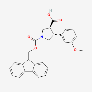 molecular formula C27H25NO5 B2404622 (3S,4R)-1-(9H-芴-9-基甲氧羰基)-4-(3-甲氧基苯基)吡咯烷-3-羧酸 CAS No. 2125660-58-2