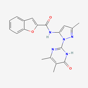 molecular formula C19H17N5O3 B2404624 N-(1-(4,5-dimethyl-6-oxo-1,6-dihydropyrimidin-2-yl)-3-methyl-1H-pyrazol-5-yl)benzofuran-2-carboxamide CAS No. 1004680-81-2