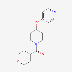 molecular formula C16H22N2O3 B2404629 (4-(pyridin-4-yloxy)piperidin-1-yl)(tetrahydro-2H-pyran-4-yl)methanone CAS No. 2034470-82-9