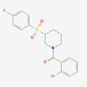 molecular formula C18H17BrFNO3S B2404633 (2-Bromophenyl)(3-((4-fluorophenyl)sulfonyl)piperidin-1-yl)methanone CAS No. 1797893-37-8