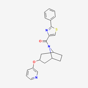 molecular formula C22H21N3O2S B2404639 (2-phenylthiazol-4-yl)((1R,5S)-3-(pyridin-3-yloxy)-8-azabicyclo[3.2.1]octan-8-yl)methanone CAS No. 2108575-72-8