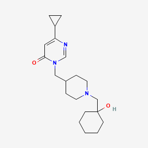 molecular formula C20H31N3O2 B2404647 6-Cyclopropyl-3-({1-[(1-hydroxycyclohexyl)methyl]piperidin-4-yl}methyl)-3,4-dihydropyrimidin-4-one CAS No. 2194216-69-6